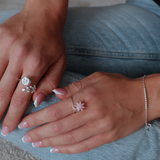 Maja Spinning Ring - Recycled Stainless Steel (Adjustable/Onesize) - Silver Pink