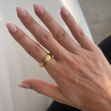 Star rotation ring - recycled stainless steel - Gold